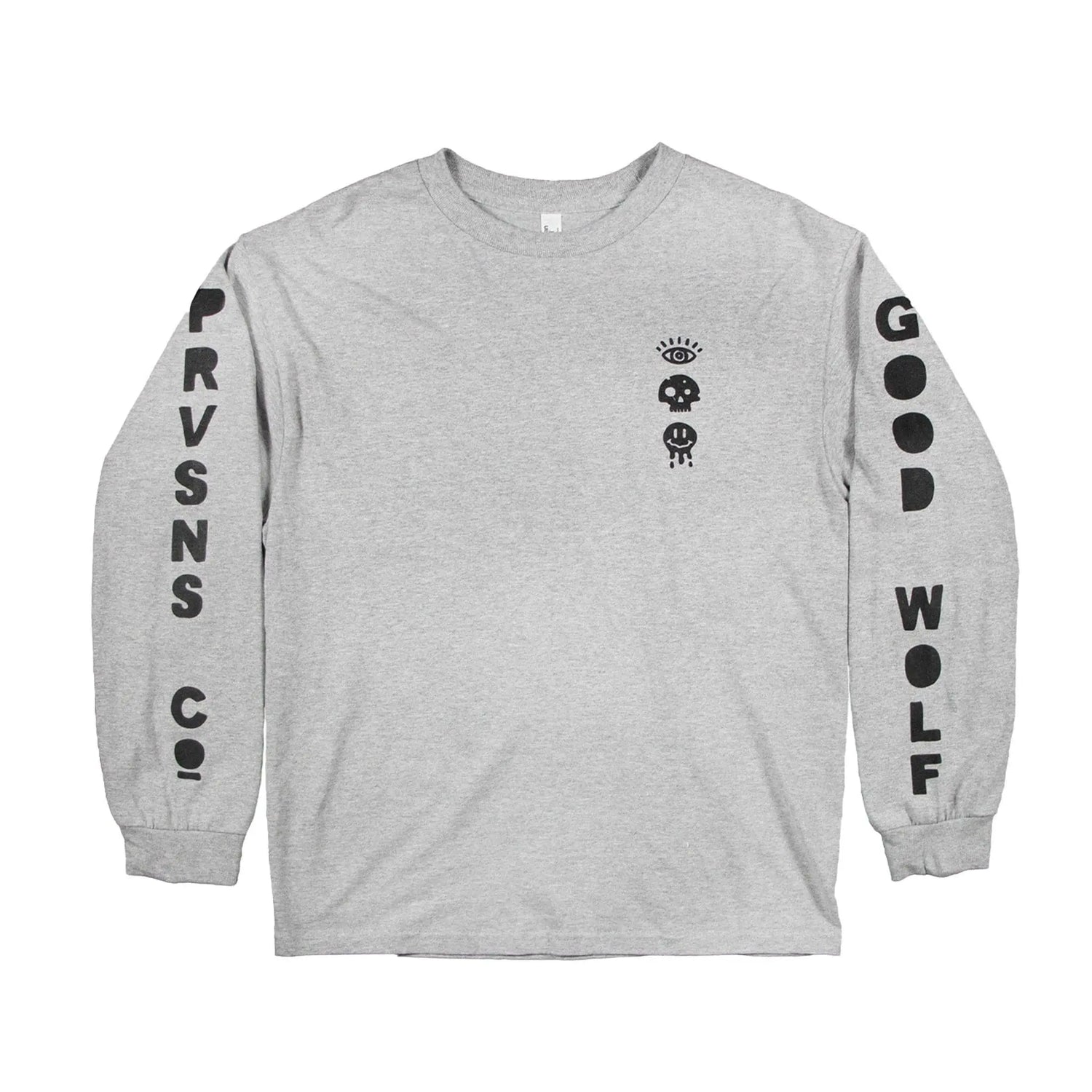 Good Wolf Happy Meal Heather Grey Long-Sleeve - Ultra-soft cotton/poly blend long sleeve, perfect for layering or casual wear, designed for warmth and comfort without bulk