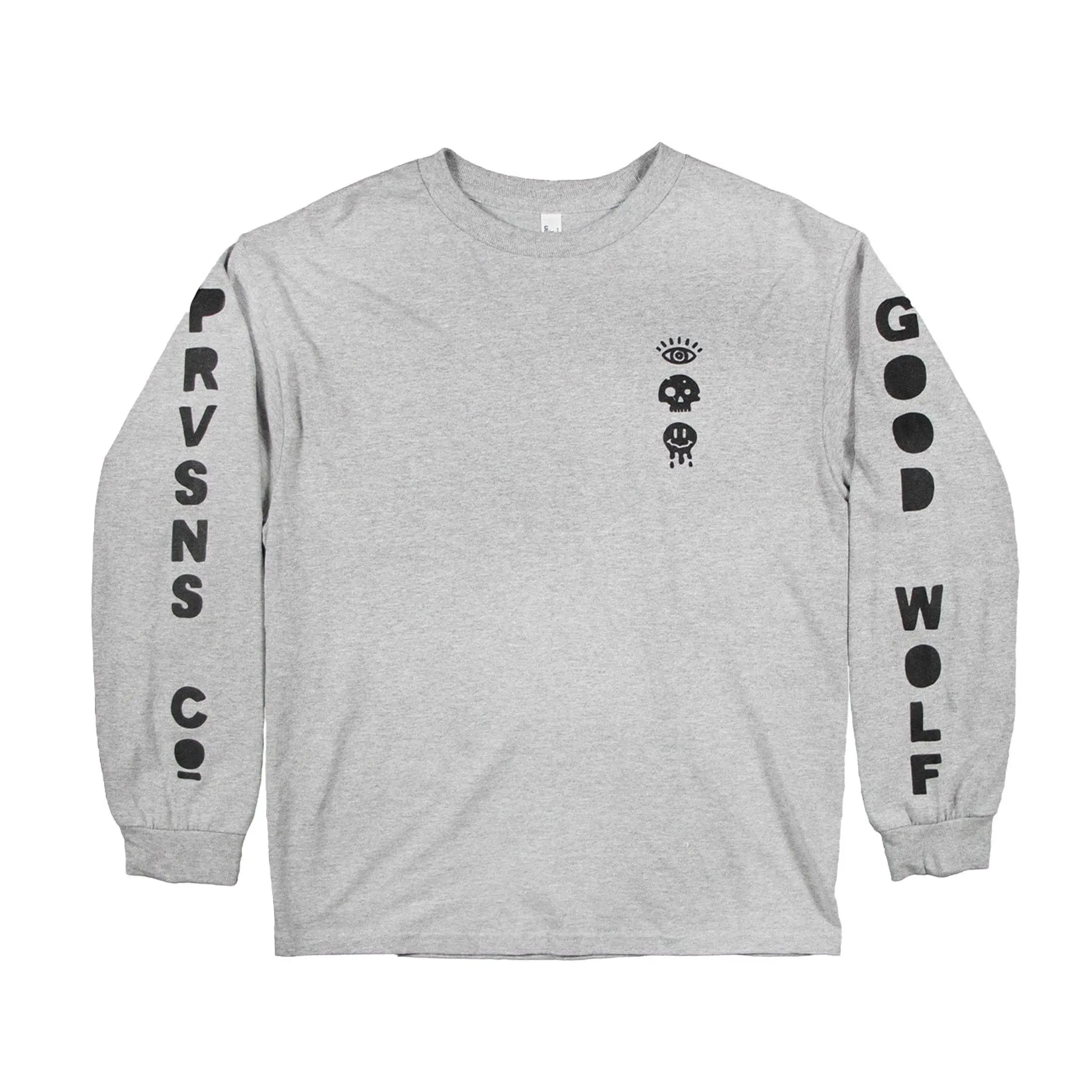 Good Wolf Happy Meal Heather Grey Long-Sleeve - Ultra-soft cotton/poly blend long sleeve, perfect for layering or casual wear, designed for warmth and comfort without bulk